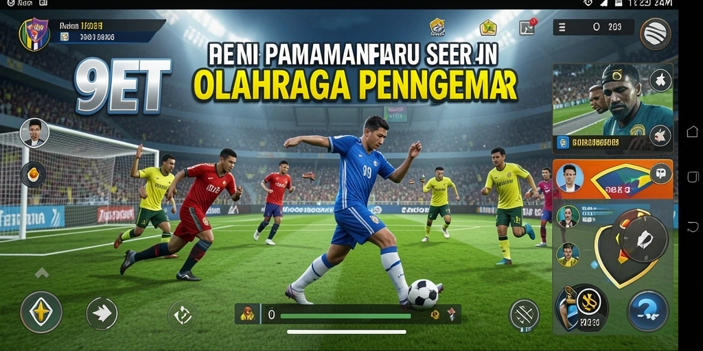 Tampilan gameplay 9ET yang menarik dengan aksi olahraga yang seru.