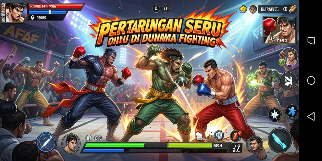 Screenshot gameplay AFAF menampilkan duel seru antara karakter.