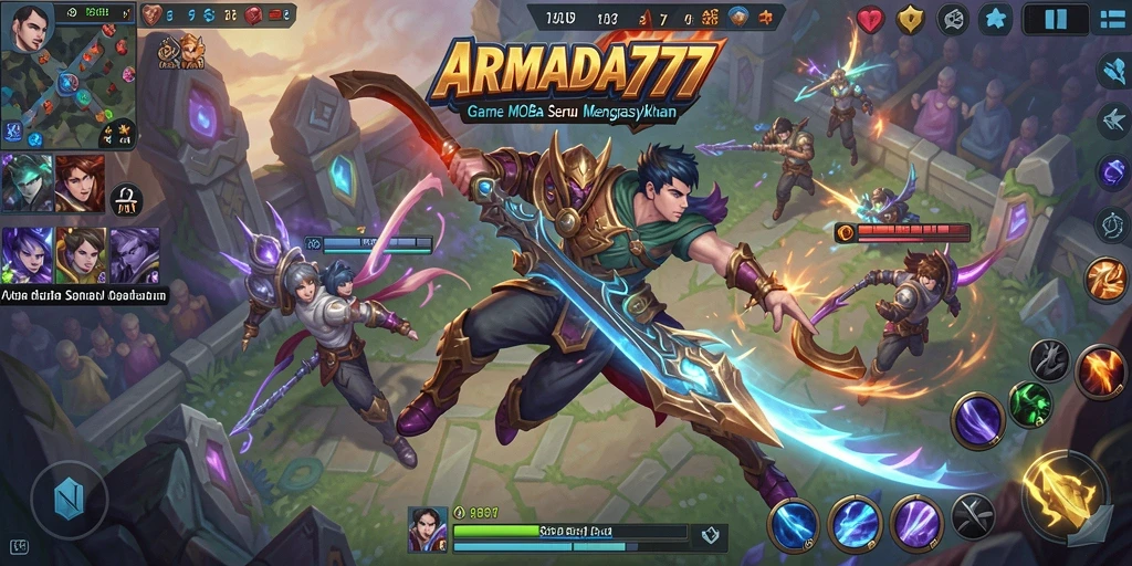 Tampilan gameplay intens dari pertempuran MOBA.