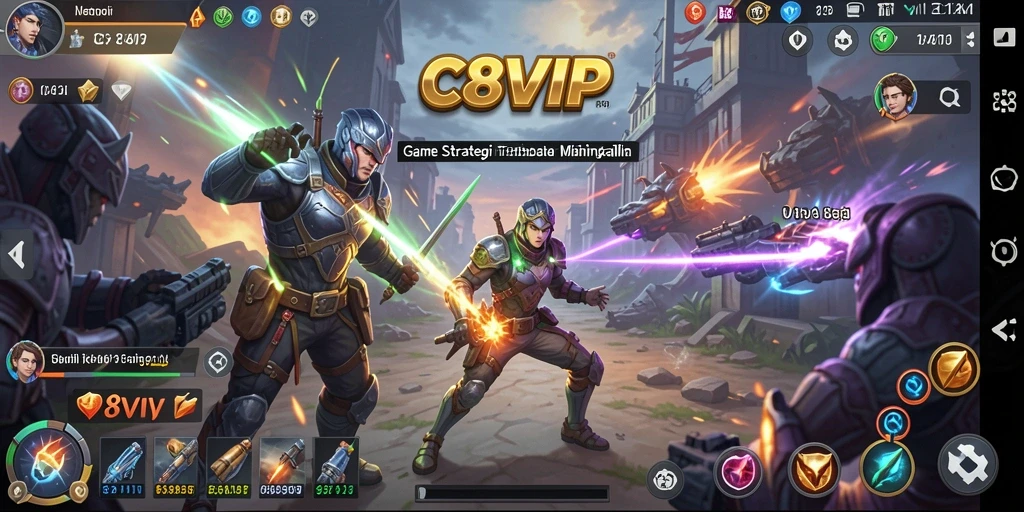 Tangkapan layar C8VIP menampilkan pertempuran strategi yang intens dan mendebarkan.