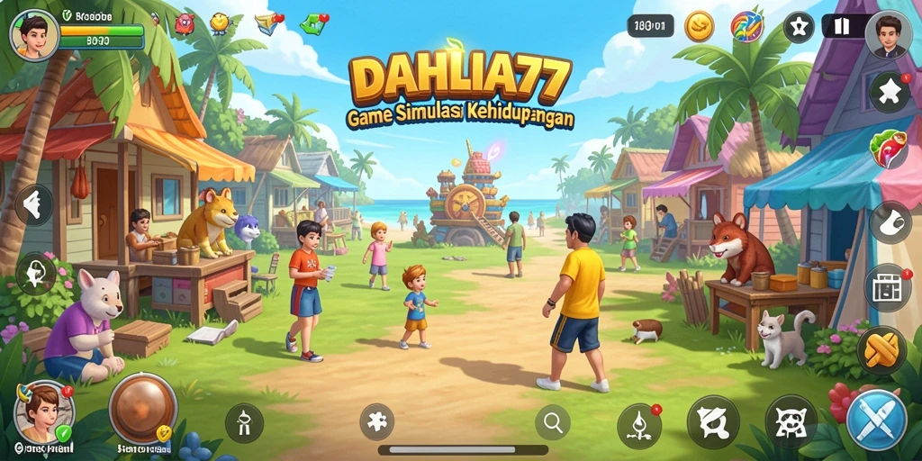 Screenshot gameplay DAHLIA77 yang menampilkan karakter dalam simulasi interaktif.