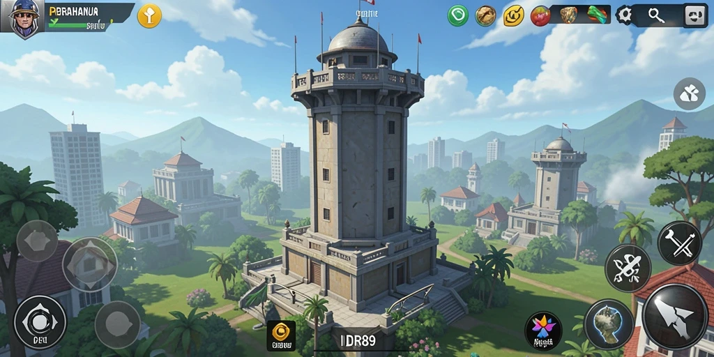 Screenshot gameplay menampilkan aksi seru dalam permainan Tower Defense.