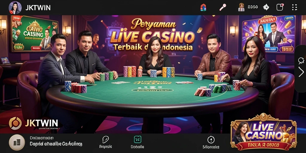 Screenshot utama JKTWIN menampilkan gameplay Live Casino yang seru.