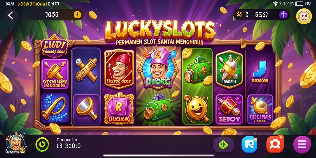 Screenshot gameplay <strong>LUCKYSLOTS</strong> menampilkan momen seru saat bermain slot.
