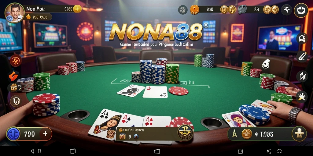 Screenshot gameplay NONA88 menampilkan aksi poker yang seru dan menarik.