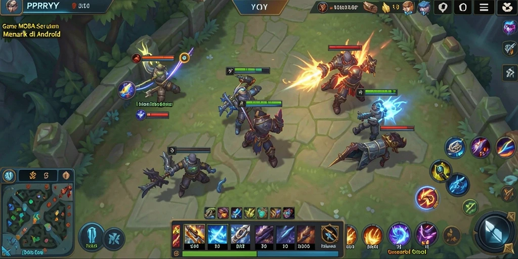 Screenshot gameplay PPRRYY menampilkan pertarungan epik di arena.