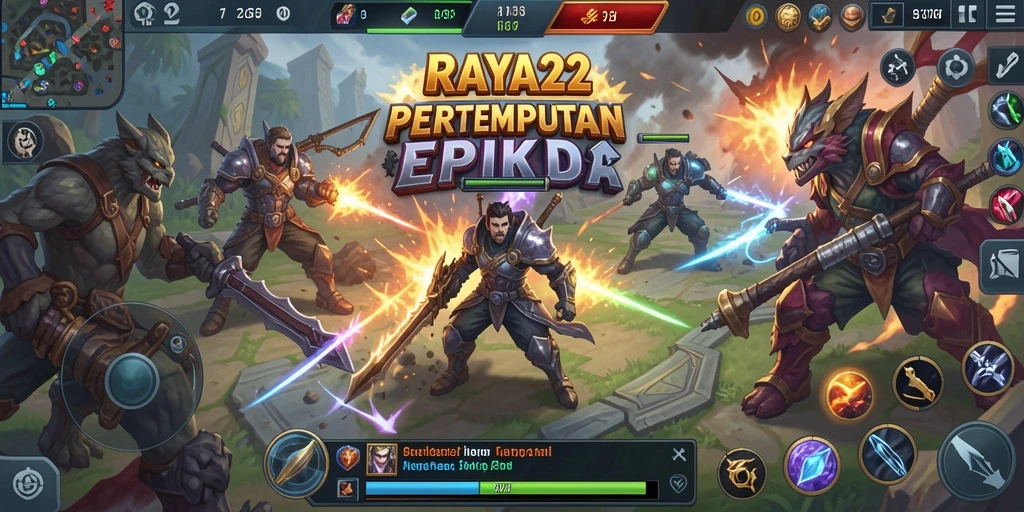 Gameplay seru dalam RAYA22 dengan pertempuran taktis.