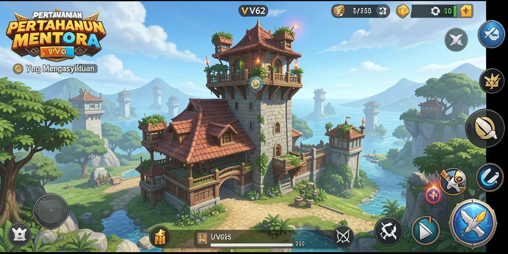 Tampilan menarik dari gameplay Tower Defense yang mendebarkan.